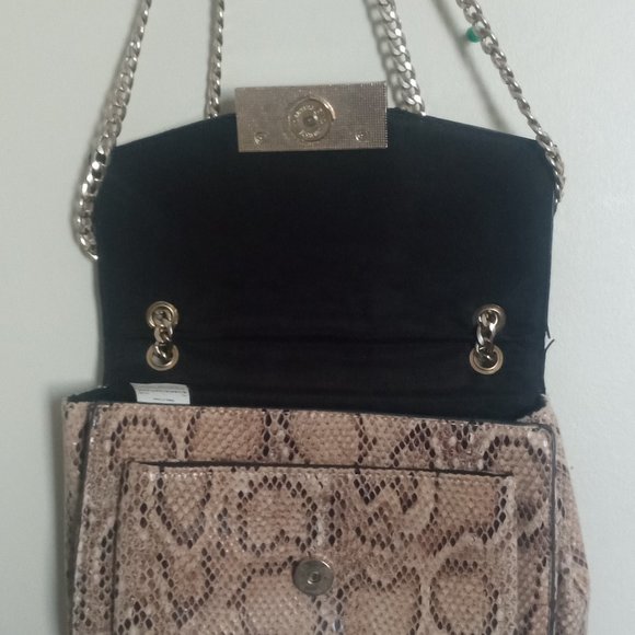 River Island London One Size Handbag Shoulder Bag 100% Polyurethane Beige&Brown - Picture 4 of 6